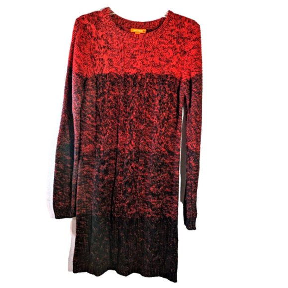 Joe Fresh Women's Knit Sweater Dress Ombre RED Black Long Sleeve Color B… - Picture 1 of 9